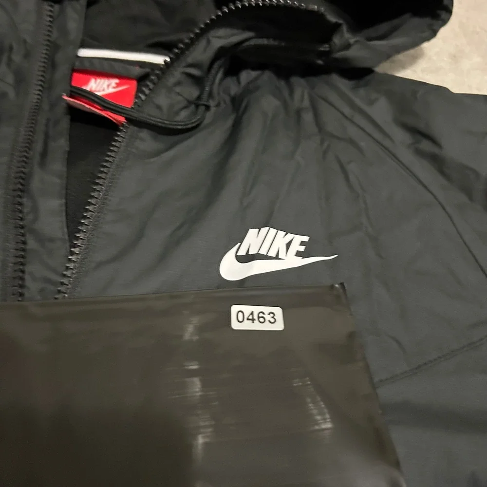 VTG Nike Windrunner Jacket Mens S Black Full Zip Hooded Windbreaker 90s
